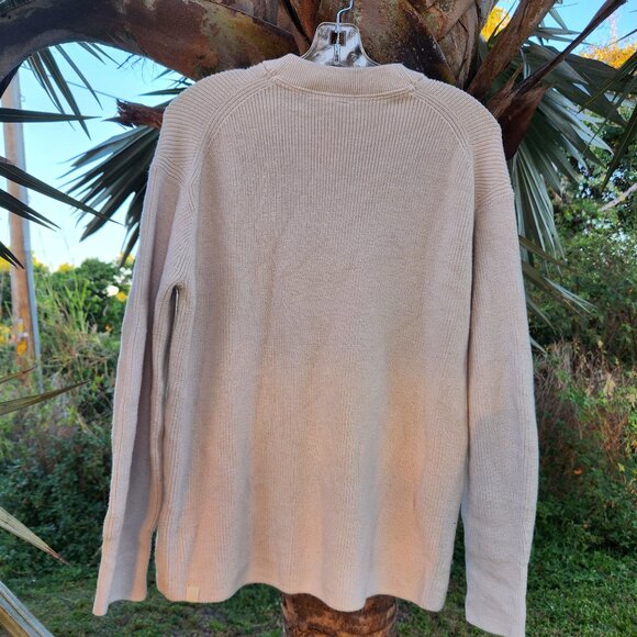 Lululemon Rib Knit Crewneck Sweater Side Slit Wool Blend 6- CREAM BEIGE - Picture 2 of 5